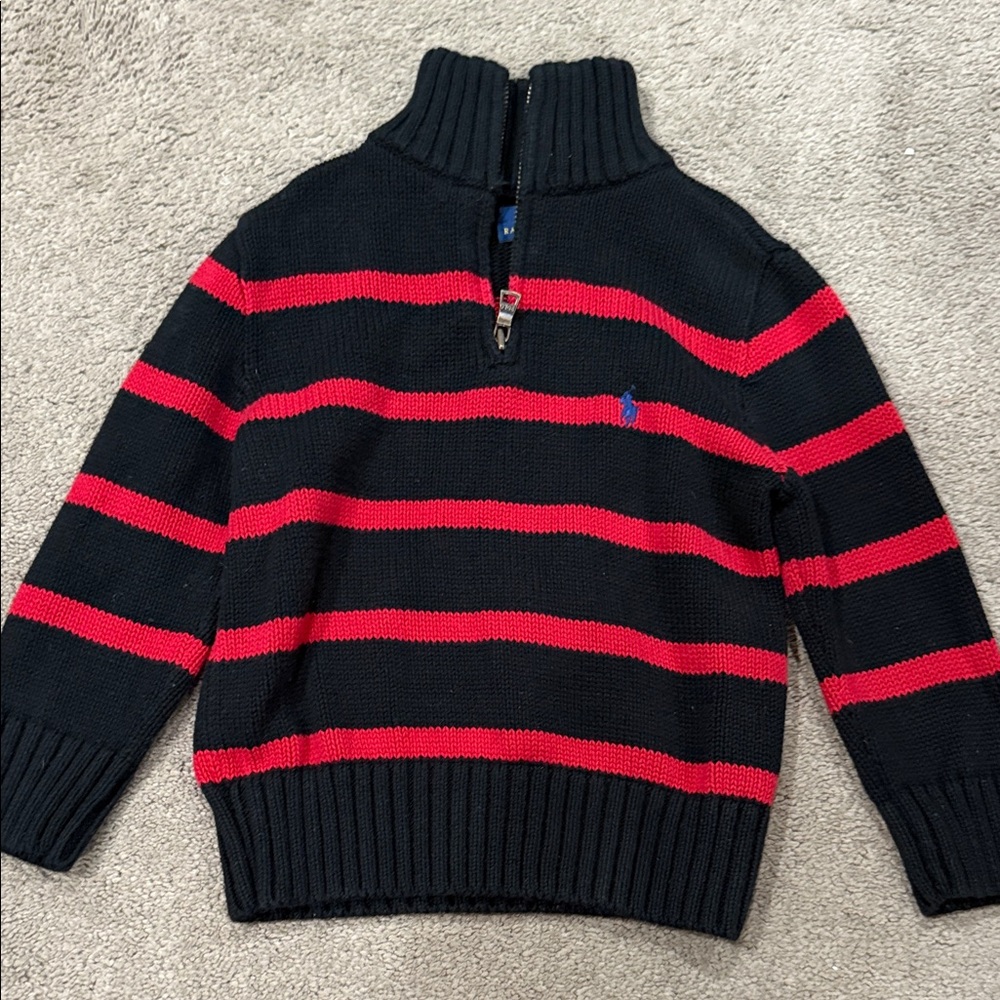 Polo by Ralph Lauren Black Sweater with Red Stripes